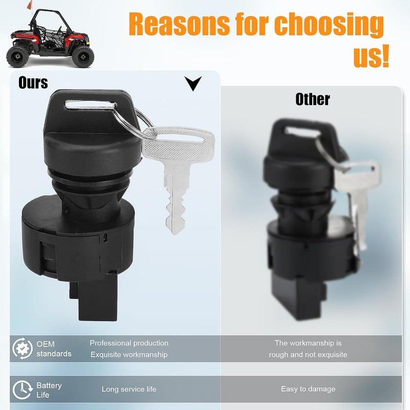 QAZAKY Ignition Key Switch Compatible with Polaris Magnum 325 330 500 Trail Boss 325 330 Hawkeye 300 325 400 4012164 4012165 4011142 4011002 4010390 Sportsman Ranger RZR ATV UTV - Image 5